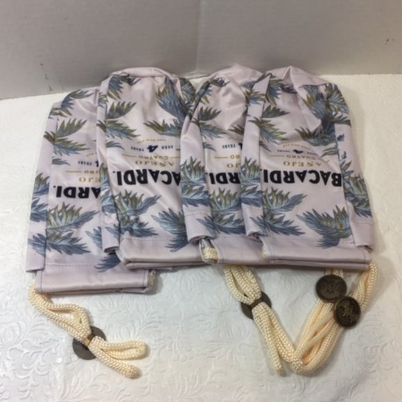 NEW 4 Bacardi Anejo Cuatro Rum Drawstring Promo Liquor Bags 4x8 Collectors - Picture 2 of 5